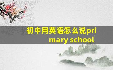 初中用英语怎么说primary school